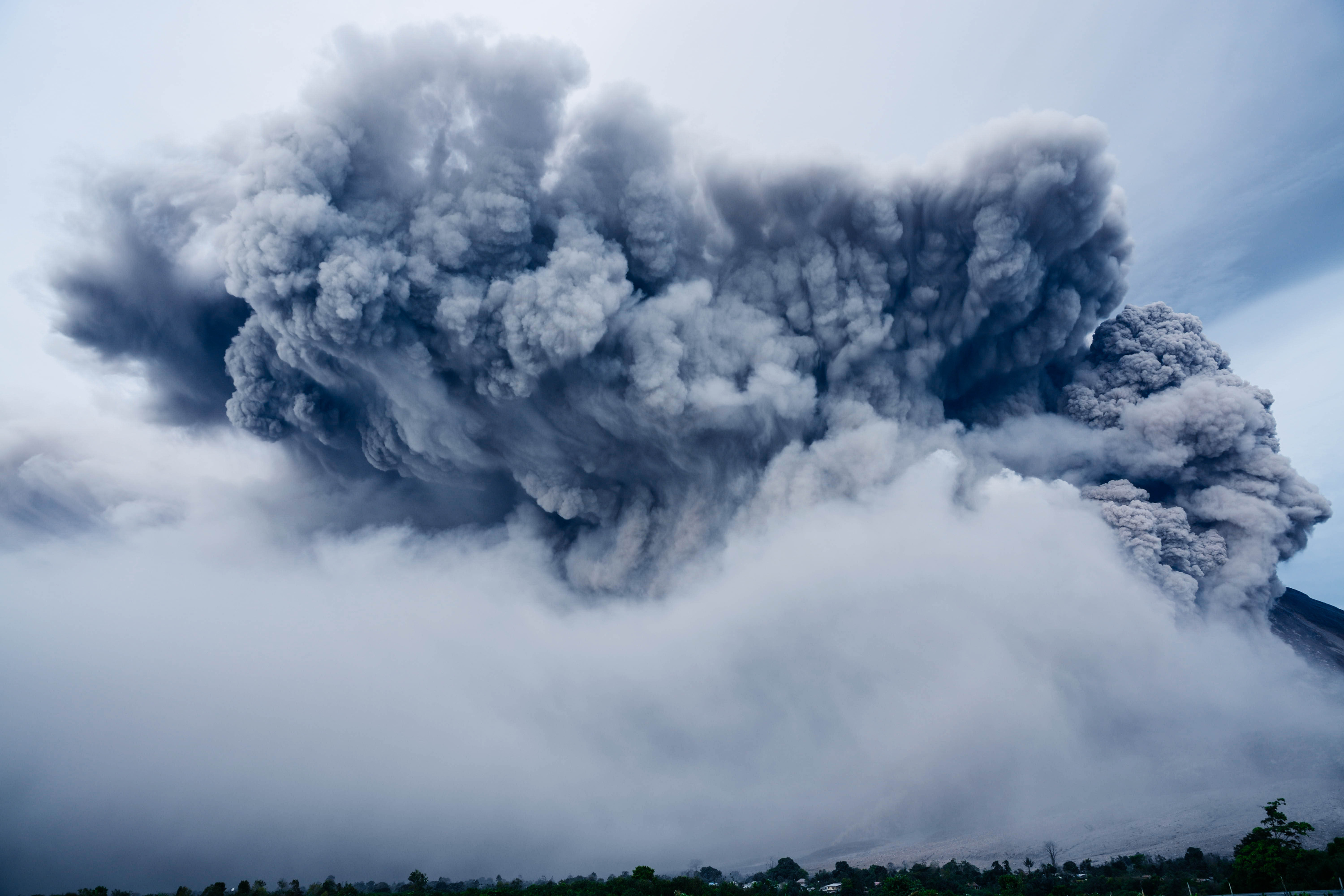 Volcano Erupting During Daytime